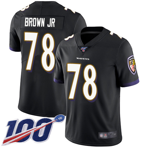 Baltimore Ravens Limited Black Men Orlando Brown Jr. Alternate Jersey NFL Football #78 100th Season Vapor Untouchable->nfl t-shirts->Sports Accessory